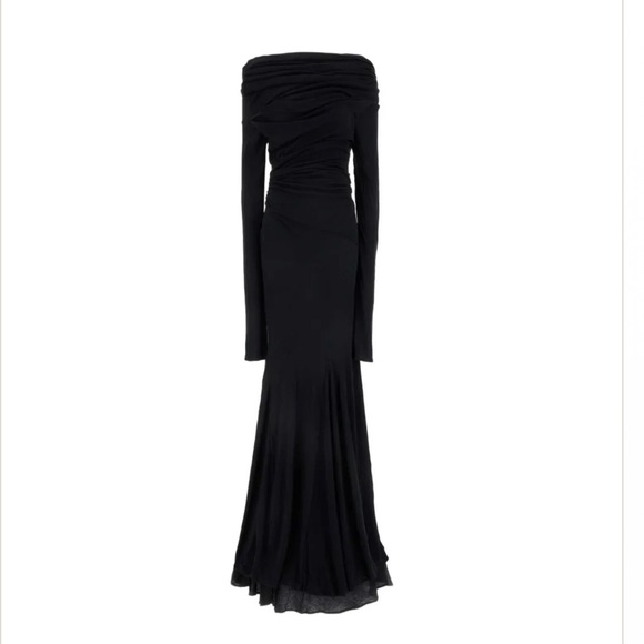 ENTIRE STUDIOS Elegant Black Off-Shoulder Evening Gown organic cotton . Size XXS